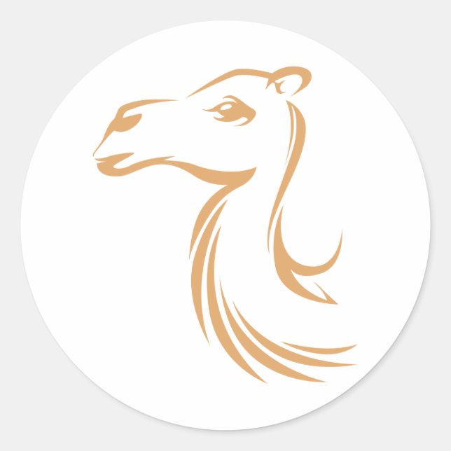 Kamel im Swish Zeichnend Stil Runder Aufkleber (Vorderseite)