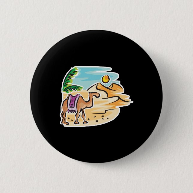 Kamel in Wüstenszene Button (Vorderseite)