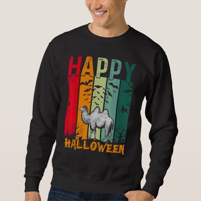 Kamel Mädchen Jungen Retro-Stil Halloween-Abendess Sweatshirt (Vorderseite)