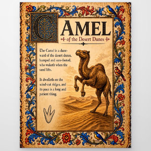 Kamel, mittelalterliche Bestiarien-Kunst Postkarte