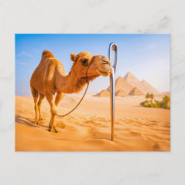 Kamel quetscht durch das Auge einer Nadel Feiertagspostkarte