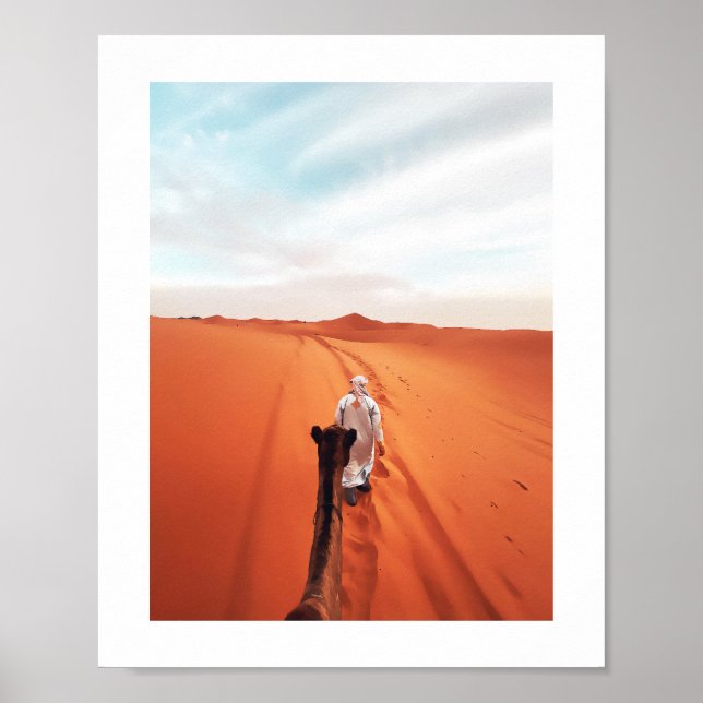 Kamel reiten in der Sahara-Wüste Marokko Poster (Vorne)