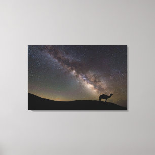Kamel Silhouette und Milkyway Leinwanddruck