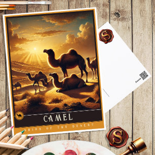 Kamel Süße Familie Vintage-Tierpostkarte Postkarte