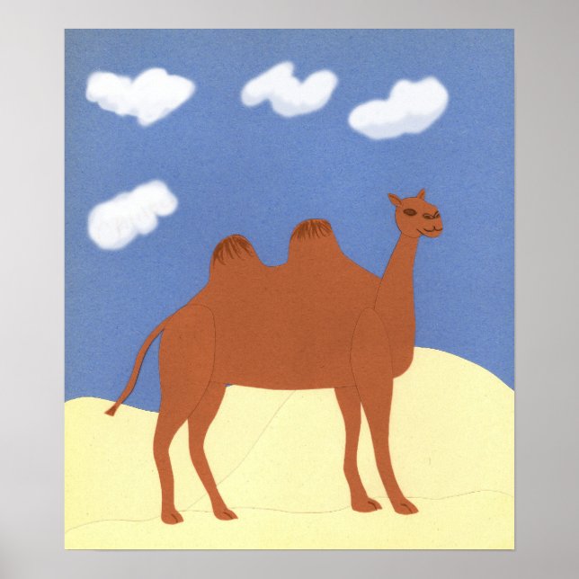 Kamel über die Wüstendünen Poster (Vorne)