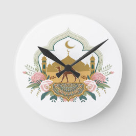 Kamel und Moschee Harmonie Runde Wanduhr