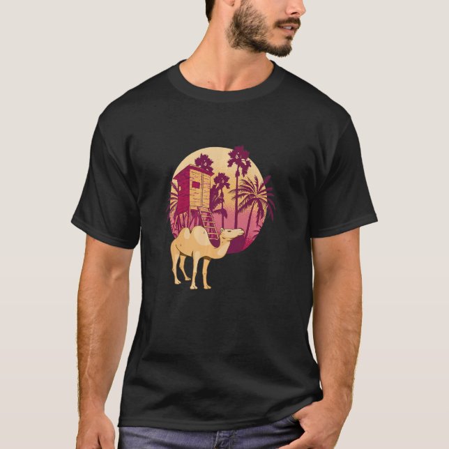 Kamelbaum Palme Nipa Hütte Arabisches Kamel Tier K T-Shirt (Vorderseite)
