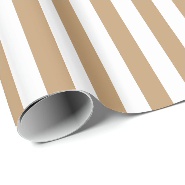 Kamelbraun-weiß gestreift geschenkpapier (Rolleneckpunkt)