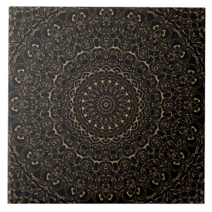 Kamelbrauner Mandala mit eleganter Symmetrie Fliese