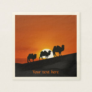Kamele am Sonnenuntergang Serviette