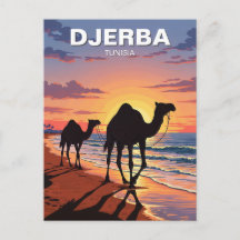 Kamele auf der Insel Djerba Tunesien Postkarte