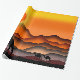Kamele bei Sonnenuntergang Wüstenwaschpapier Geschenkpapier