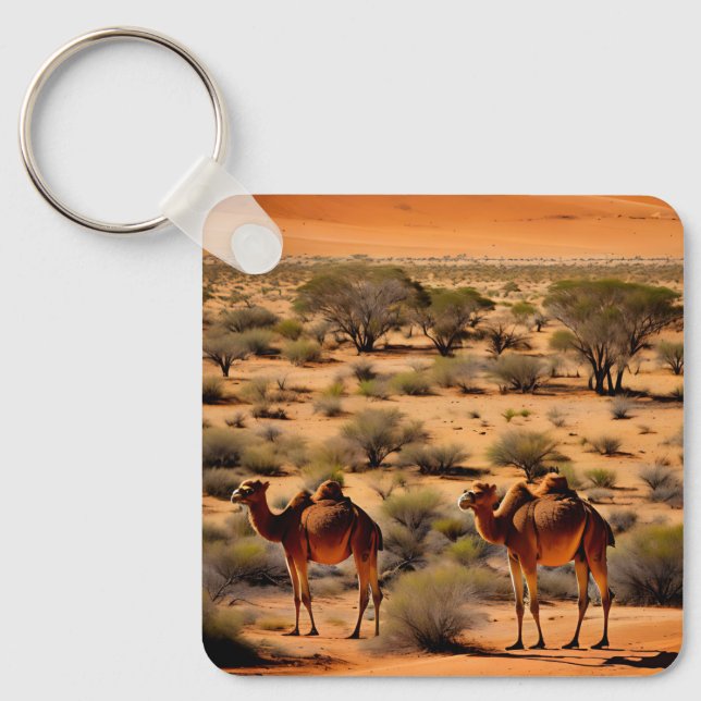 Kamele im australischen Outback, Keyring Schlüsselanhänger (Vorderseite)