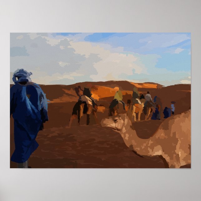 Kamele in der Sahara Poster (Vorne)