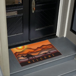 Kamele in der Sunset Wüste Willkommen vor der Tür Fußmatte