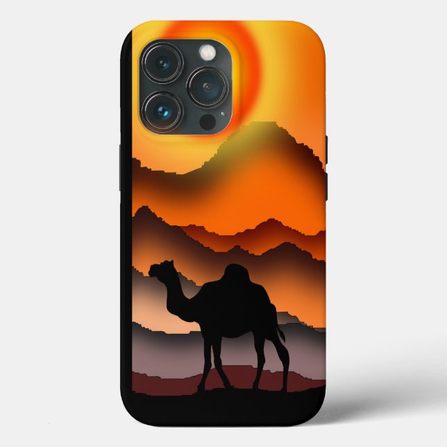 Kamele in der Wüste Sunset iPhone Case (Rückseite)