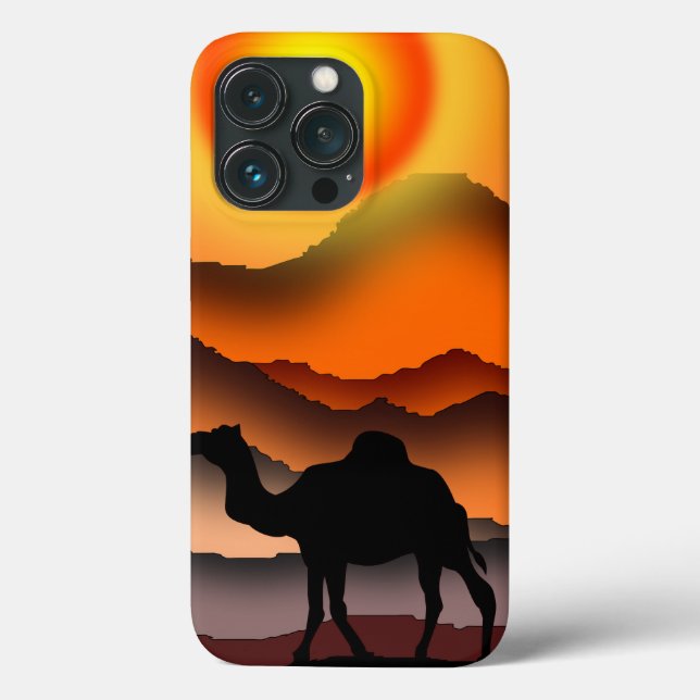 Kamele in der Wüste Sunset iPhone Case (Rückseite)