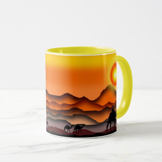Kamele in sonniger Tasse - Malerei (VorderseiteRechts)