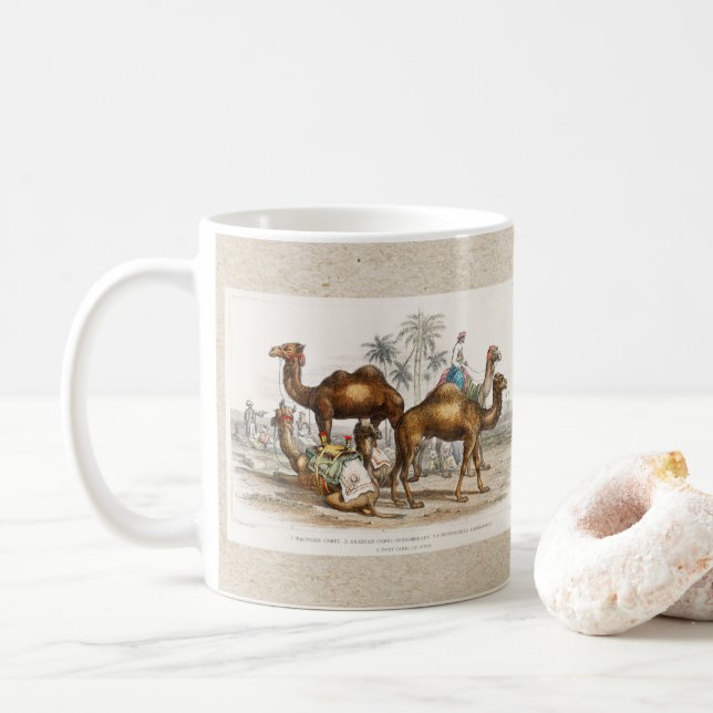 Kamele Indiens, Vintage Illustration, 1820 Kaffeetasse (Mit Donut)