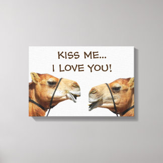Kamele Küssen Funny Wrapped Canvas Leinwanddruck