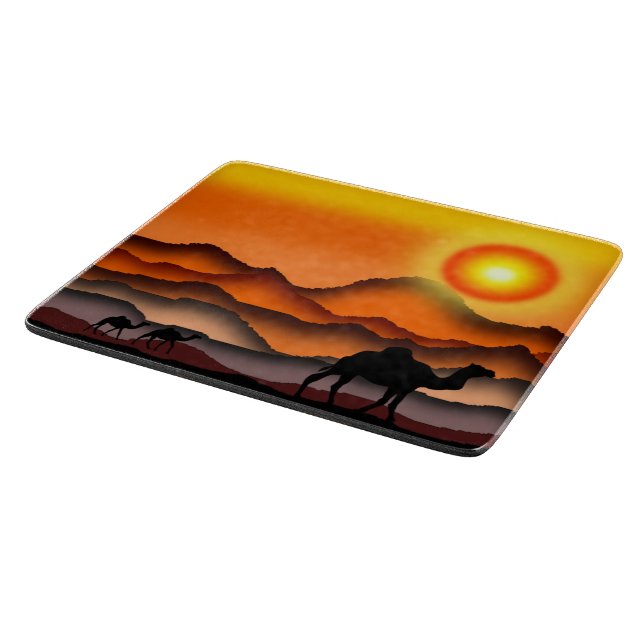 Kamele Schneiderboard mit WüstenSunset Schneidebrett (Ecke)