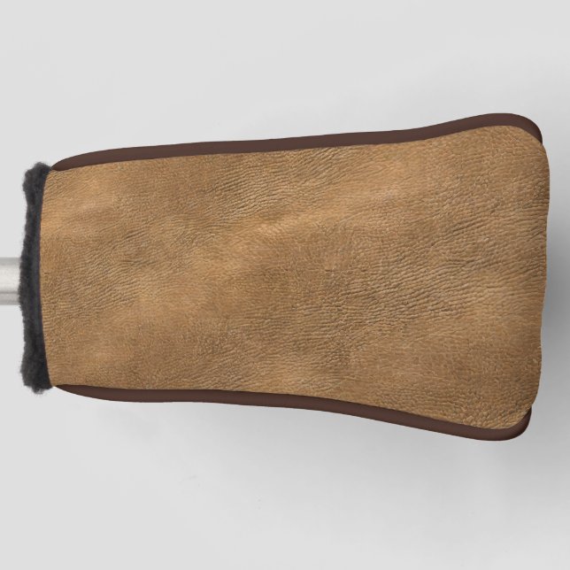 Kamelfarbener Lederhintergrund Golf Headcover (Vorderseite)