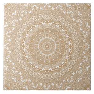 Kamelfarbenes Mandala-Muster-Design Fliese