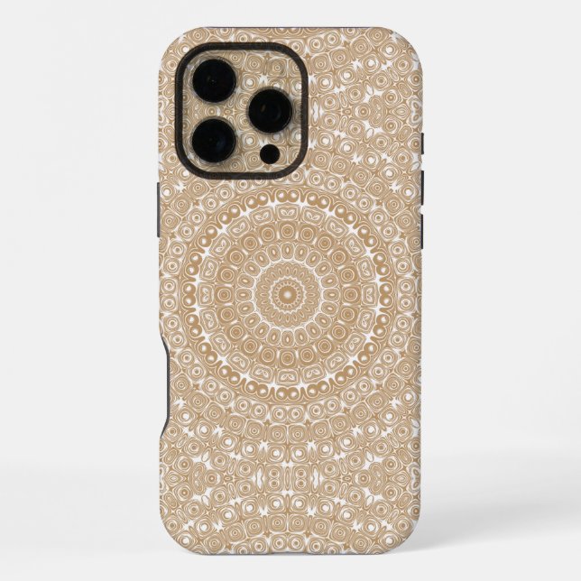 Kamelfarbenes Mandala-Muster-Design iPhone Hülle (Rückseite)