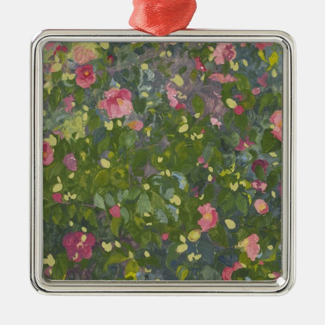 Kamelie in Blume 2014 Silbernes Ornament (Vorne)