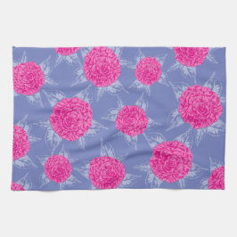 Kamelien Blume und Blätter rosa blaue Farbskizze Geschirrtuch