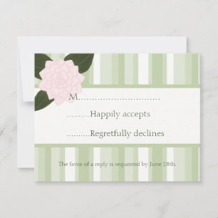 Kamelien- und Streifen-Hochzeitkarte RSVP Karte