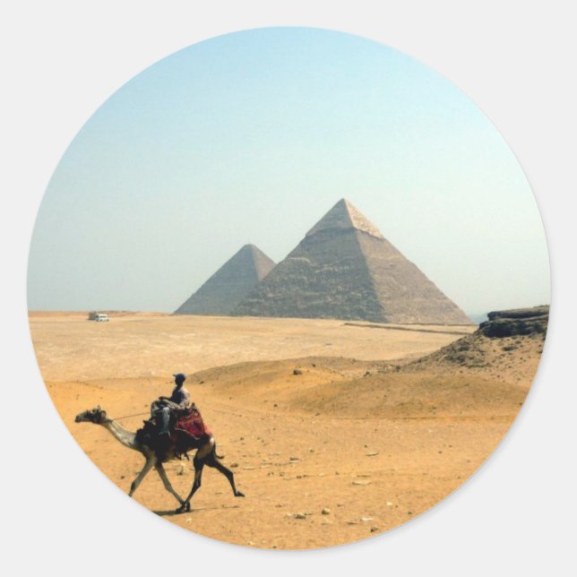 Kamelpyramide Runder Aufkleber (Vorderseite)