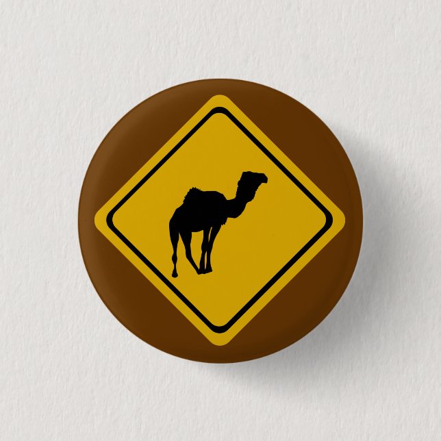 Kamelstraßenzeichen Button (Vorderseite)