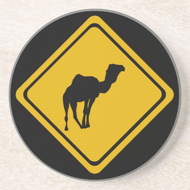 Kamelstraßenzeichen Sandstein Untersetzer (Vorne)