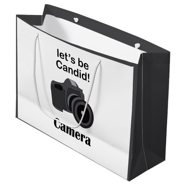 Kamera Candid Fotograf Große Geschenktüte (Vorderseite Schrägansicht)