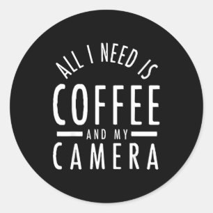 Kamera & Kaffee - Lustiger Fotografie-Spruch Fot Runder Aufkleber
