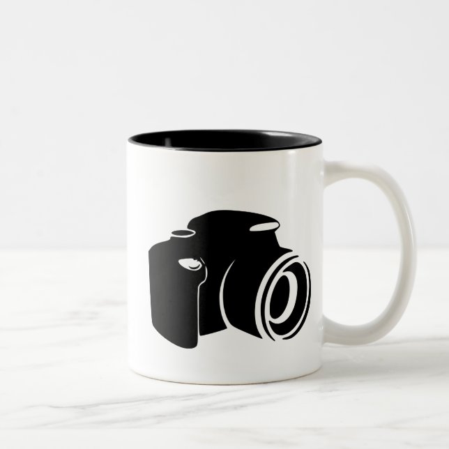 Kamera-Liebephotographiefan-Ikonengraphik modern Zweifarbige Tasse (Rechts)