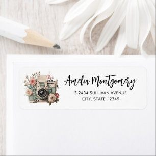 Kamera mit Blumen Retro Pastell Bild - Adresse