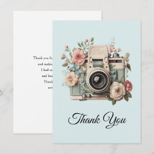 Kamera mit Blumen Retro Pastell Bild Dankeskarte