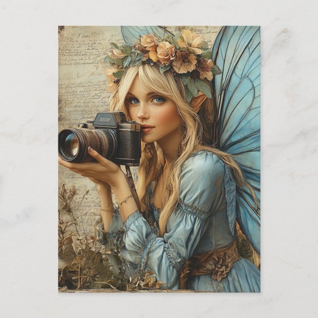 Kamera mit gemischter Media Collage Postkarte (Vorderseite)