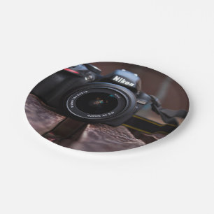 Kamera Themed, ein Bild einer Kamera behalten auf Pappteller