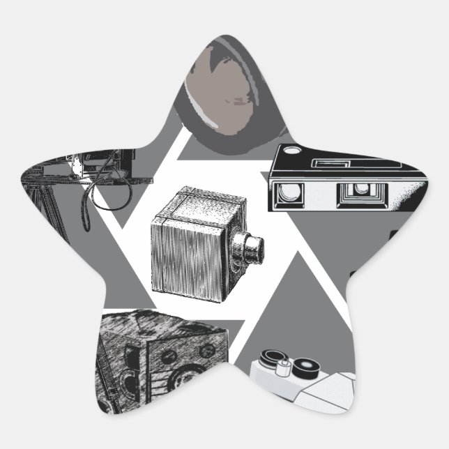 Kamera-Zeit-Collage Stern-Aufkleber (Vorderseite)