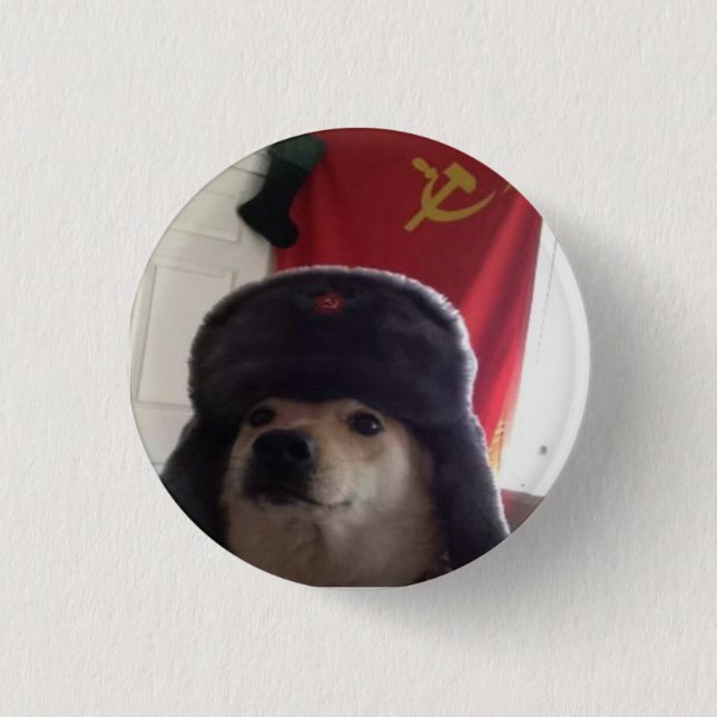 Kamerad Doge das kommunistische Doggo Pupper Button (Vorderseite)