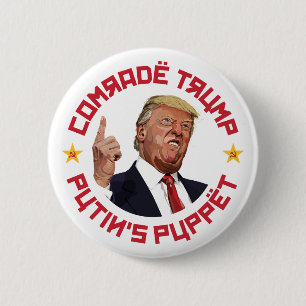 Kamerad Trump: Putins Puppe, sowjetische Illustrat Button