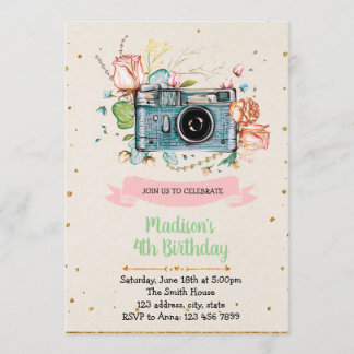 Kameramädchen-Geburtstags-Party Einladung