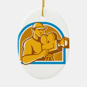 Kameramann Filmteam Vintage-Filmkamera Retro Keramikornament