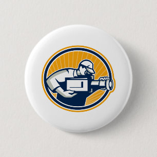 Kameramann-Schießen-Film-Videokamera Retro Button