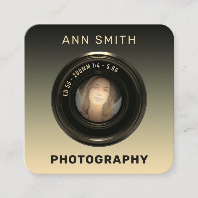 Kameraobjektiv-Foto  Quadratische Visitenkarte (Vorderseite)