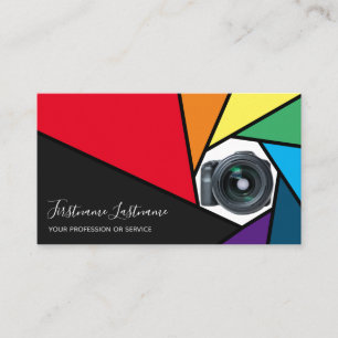 Kameraöffnung für Regenbogenfarben für Fotografen Visitenkarte