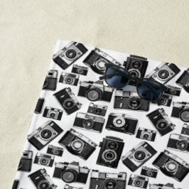 KAMERAS-MOTIF FÜR VINTAGE, 35 mm SCHWARZE UND WEIS Strandtuch